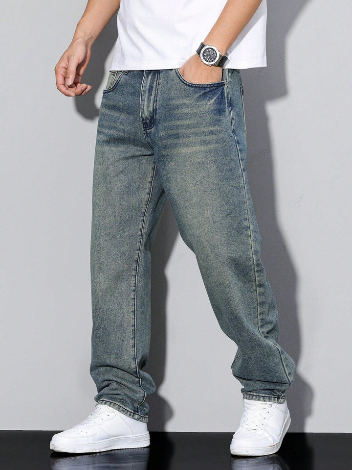 Herr Avspänd Passform Jeans | Klassisk Denimstil Byxor