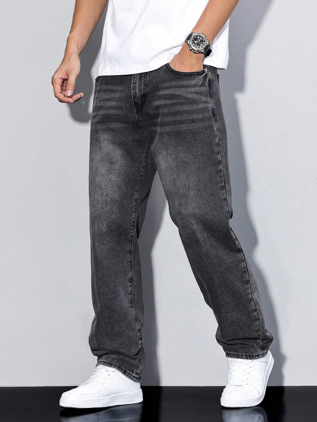 Herr Avspänd Passform Jeans | Klassisk Denimstil Byxor