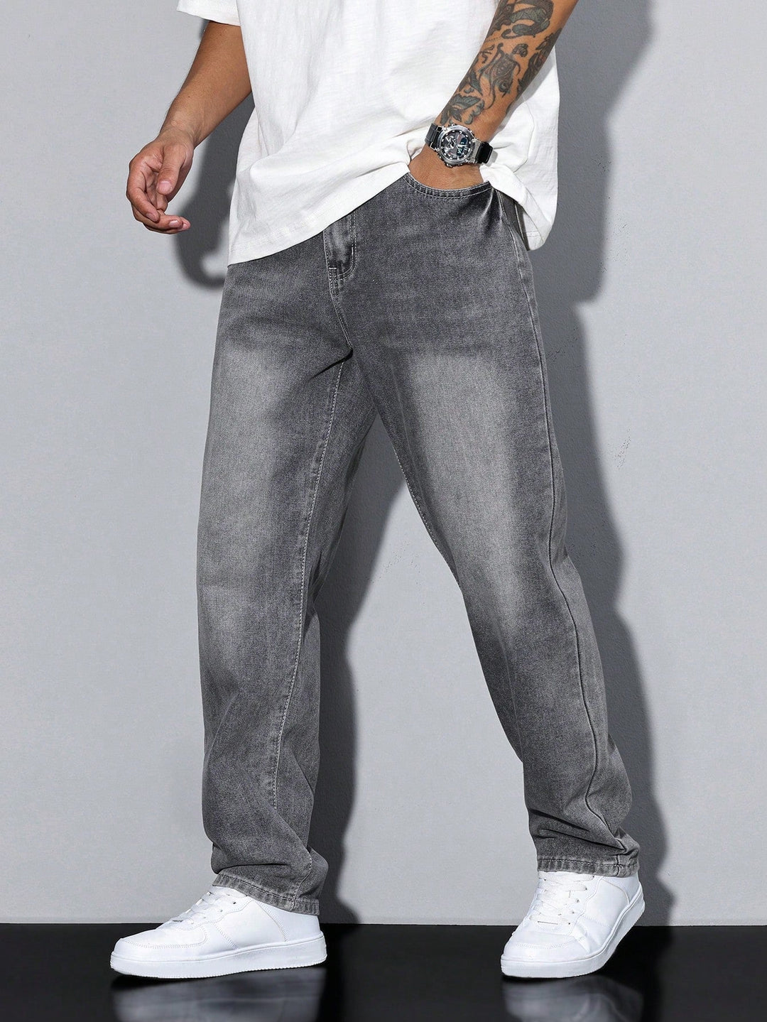 Herr Avspänd Passform Jeans | Klassisk Denimstil Byxor