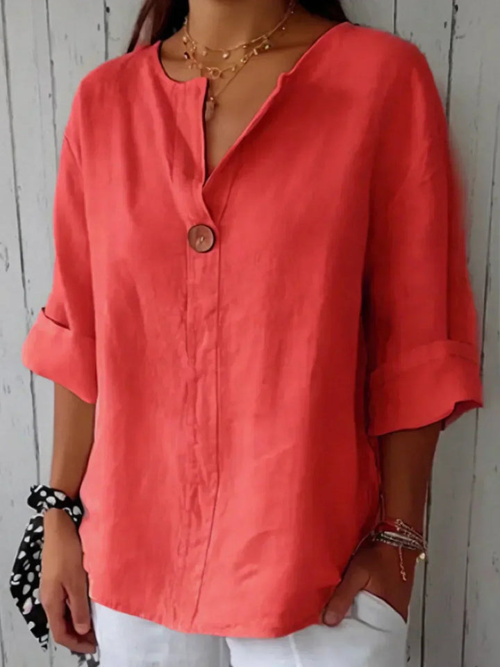 Dam Klassisk Knapp Framtill Blus | Sommarstil