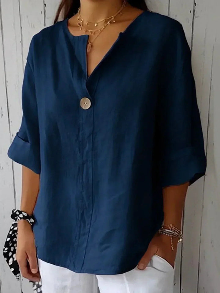 Dam Klassisk Knapp Framtill Blus | Sommarstil