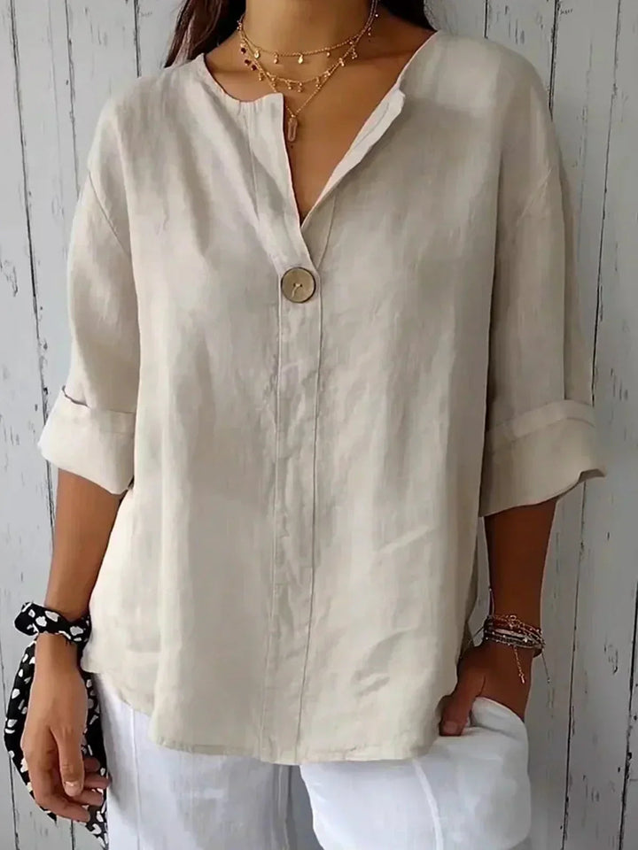 Dam Klassisk Knapp Framtill Blus | Sommarstil