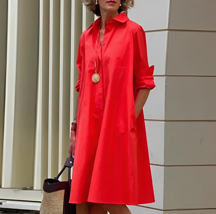 Dam Klassisk Skjortklänning | Eleganta Avslappnad Passform