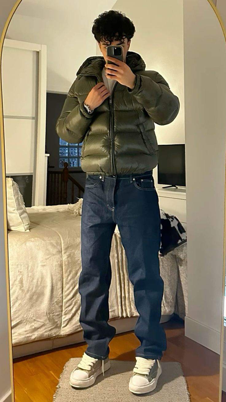 Herr Sherpa-Fodrad Quiltad Vinterjacka