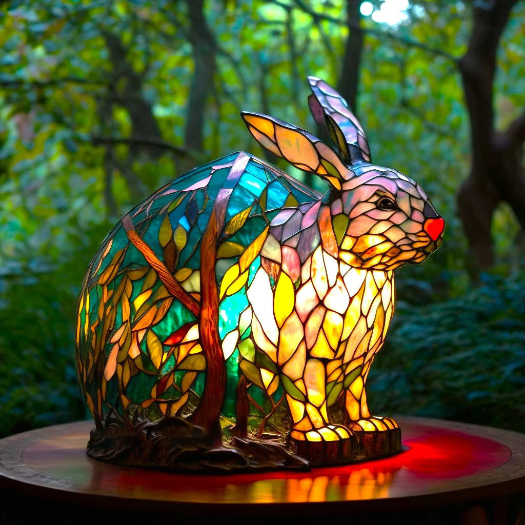 Färgat-Glas Djur Bordslampa | Konstnärlig LED-Lampa