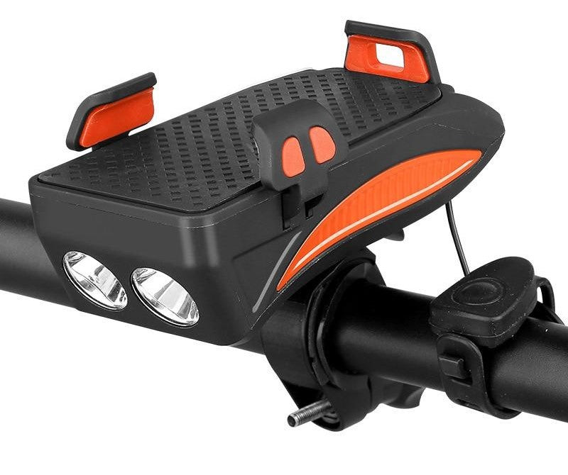 Cykelstyre Telefonfäste med LED-Ljus och Powerbank | 4-i-1 Cykeltillbehör