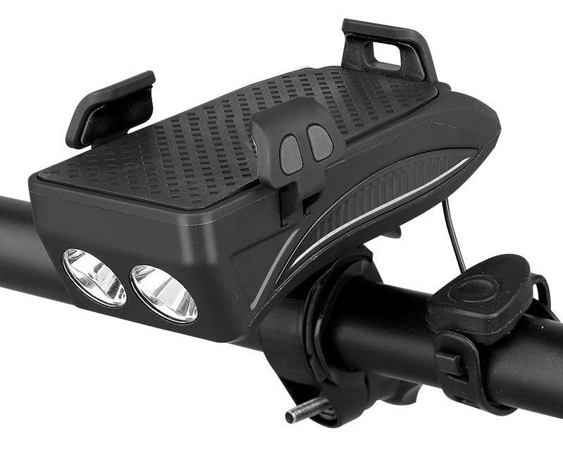Cykelstyre Telefonfäste med LED-Ljus och Powerbank | 4-i-1 Cykeltillbehör