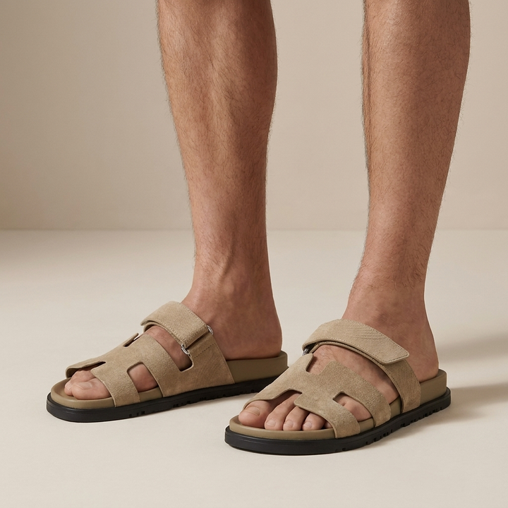 Herr Dubbla Remmar Sandaler | Bekväma Gummisula Sommarskor