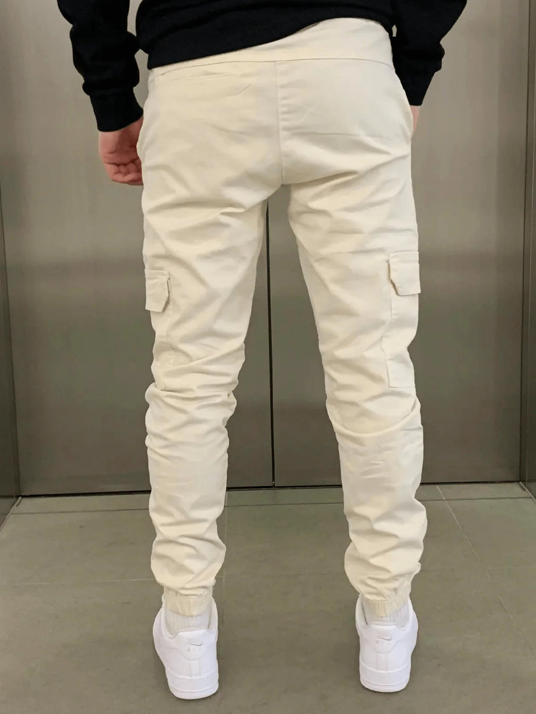 Herr Smal Passform Cargojoggere | Elastisk Midja Gatustil