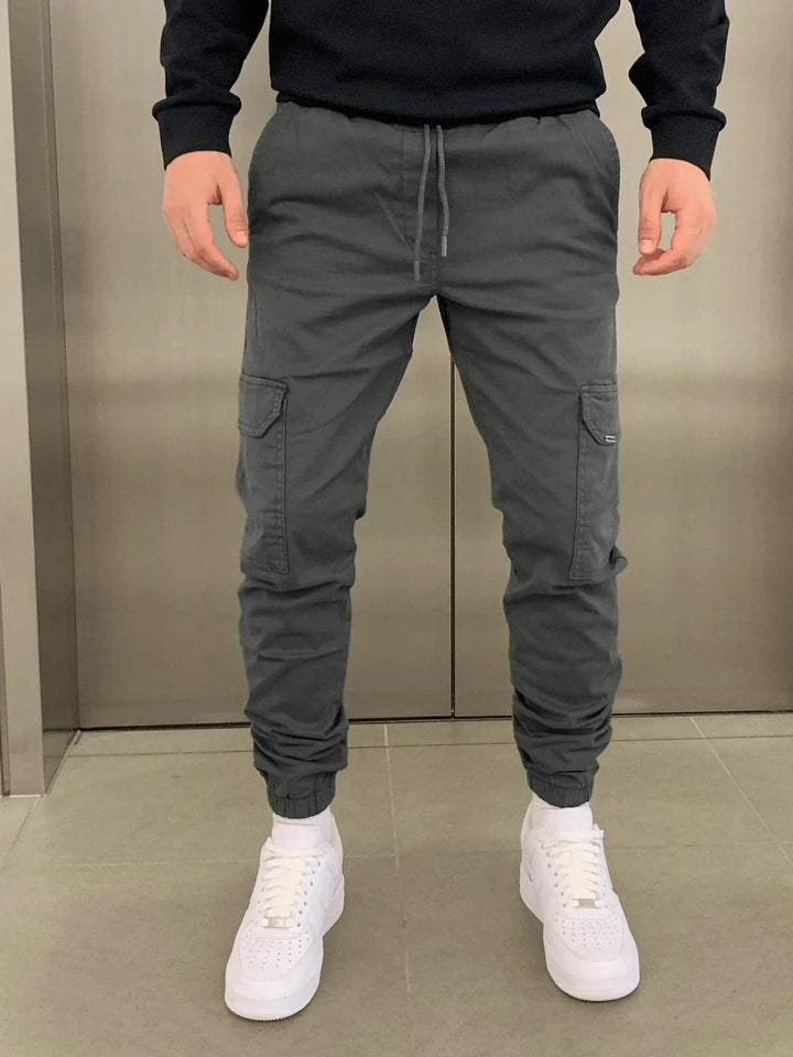 Herr Smal Passform Cargojoggere | Elastisk Midja Gatustil