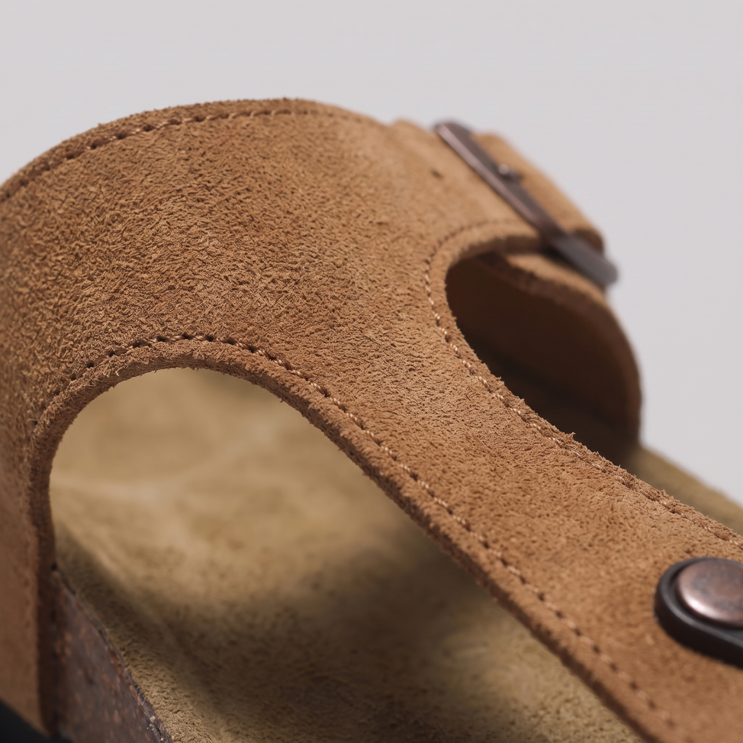 Herr Imitationsmocka Spänne Sandaler | Korkstil Fotbädd Komfort