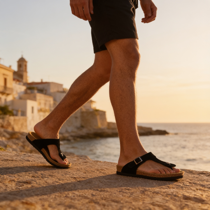 Herr Imitationsmocka Spänne Sandaler | Korkstil Fotbädd Komfort