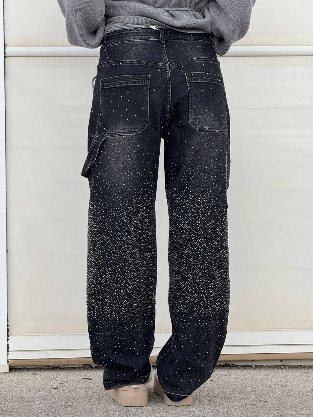 Dam Glittrande Säckiga Jeans