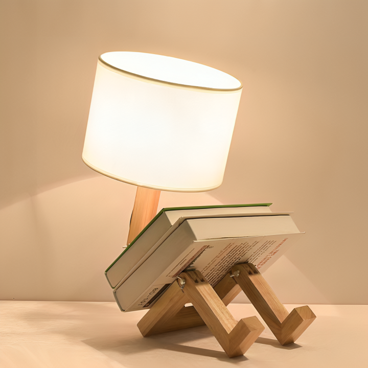 Skandinavisk Bordslampa Med Inbyggd Bokhylla