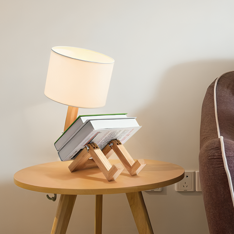 Skandinavisk Bordslampa Med Inbyggd Bokhylla