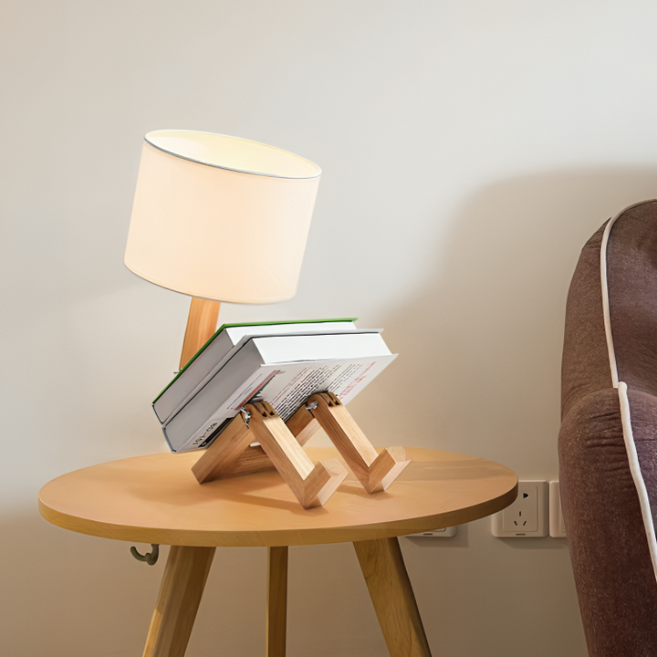 Skandinavisk Bordslampa Med Inbyggd Bokhylla