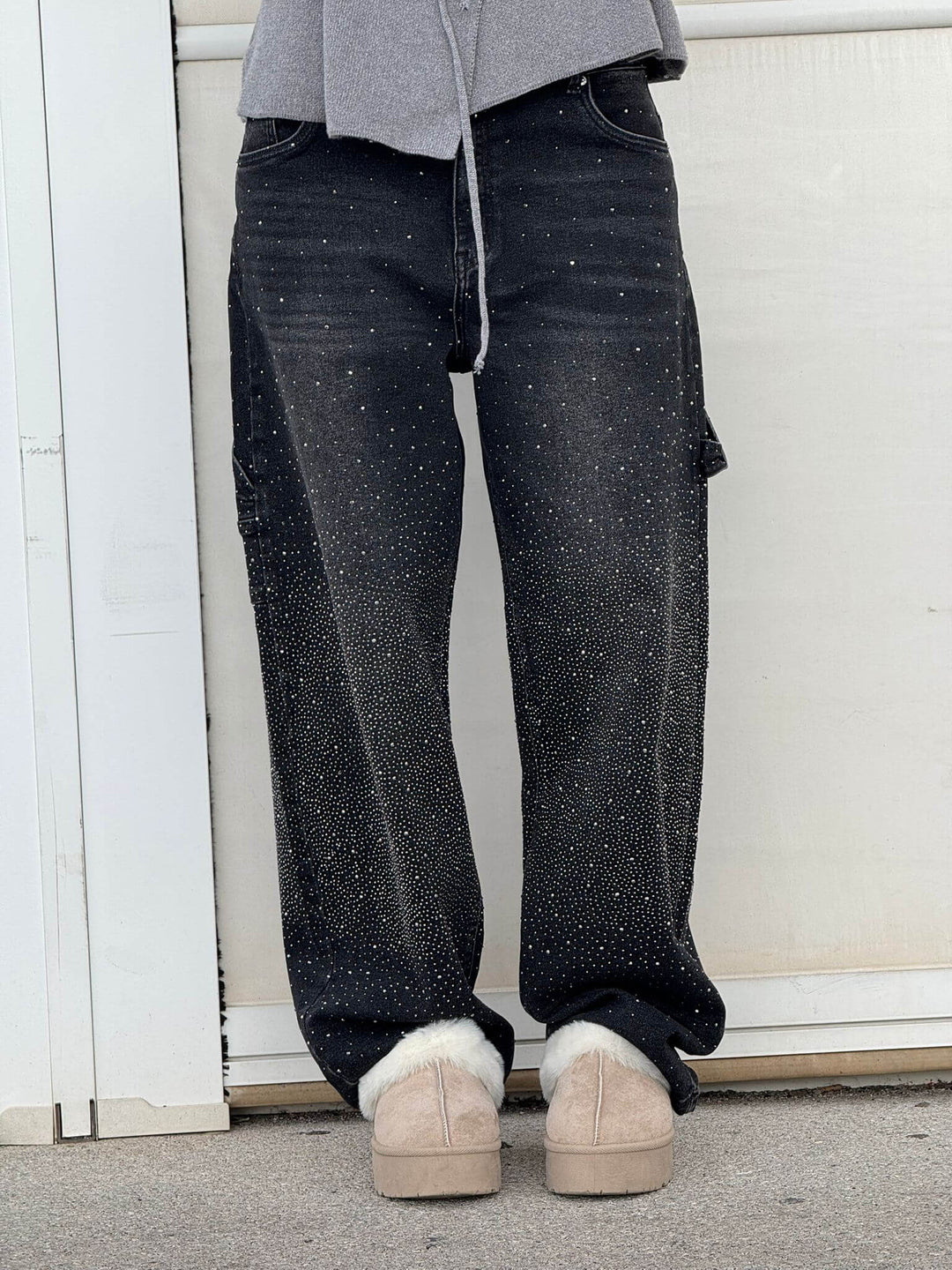 Dam Glittrande Säckiga Jeans