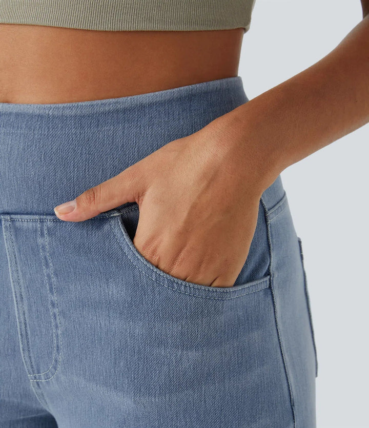 Hög-Midja Elastisk Komfortbyxor För Kvinnor