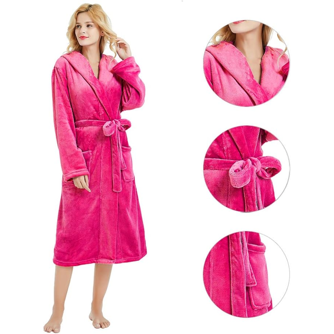 Dam Huva Fleece Bademantel | Mysiga Loungekläder Robe