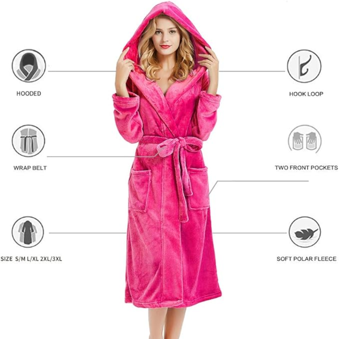 Dam Huva Fleece Bademantel | Mysiga Loungekläder Robe