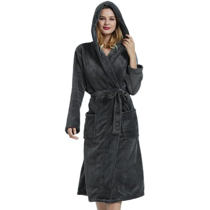 Dam Huva Fleece Bademantel | Mysiga Loungekläder Robe
