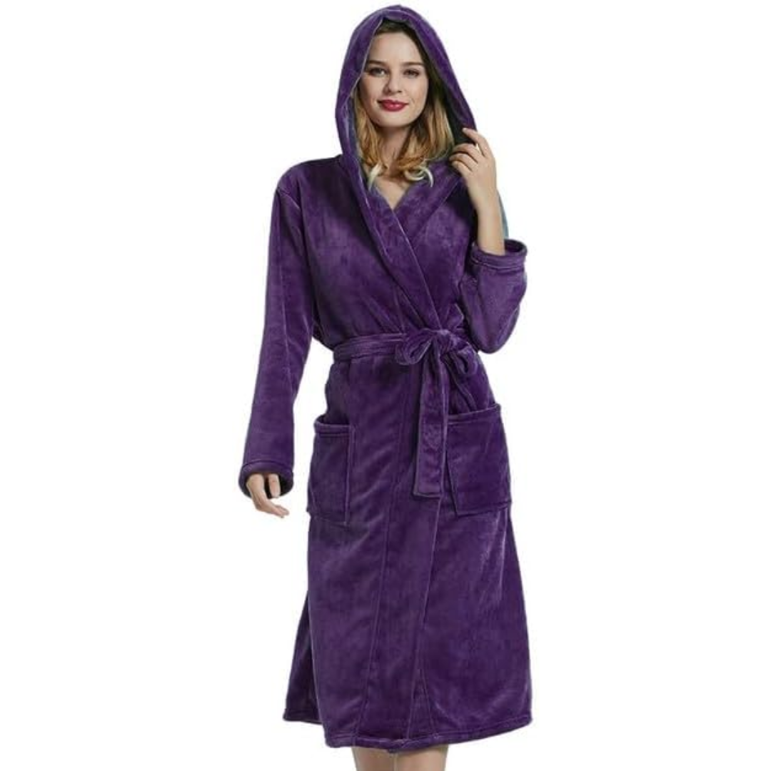 Dam Huva Fleece Bademantel | Mysiga Loungekläder Robe