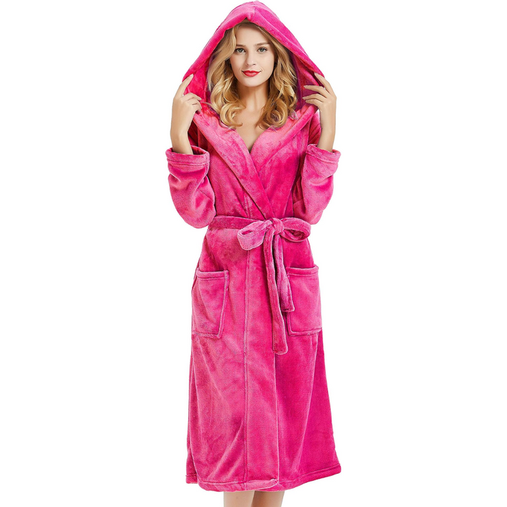 Dam Huva Fleece Bademantel | Mysiga Loungekläder Robe