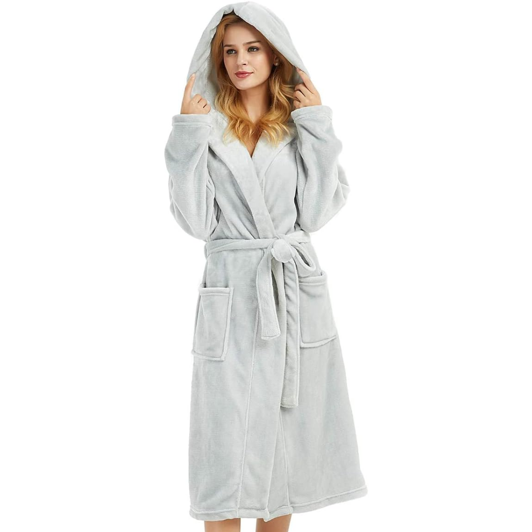 Dam Huva Fleece Bademantel | Mysiga Loungekläder Robe