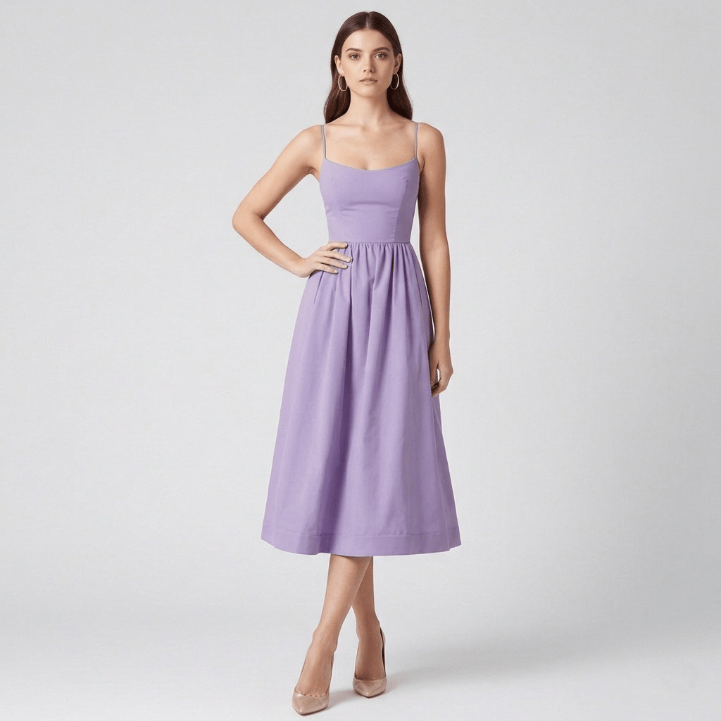 Dam Älskling Hals Midiklänning | Fyllig Kjol Eleganta Tillfällesstil