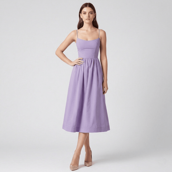 Dam Älskling Hals Midiklänning | Fyllig Kjol Eleganta Tillfällesstil