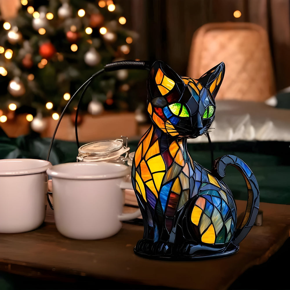 Målat-Glas Stil Heminredning Lampa | Glas Katt Bordslampa
