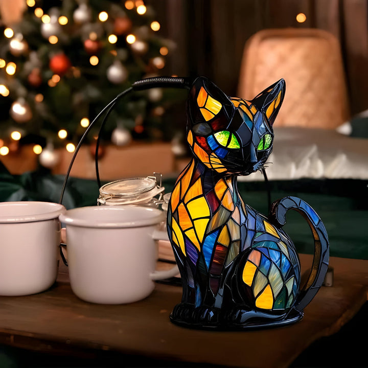 Målat-Glas Stil Heminredning Lampa | Glas Katt Bordslampa