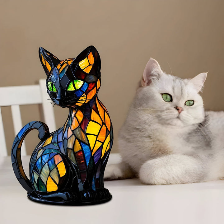 Målat-Glas Stil Heminredning Lampa | Glas Katt Bordslampa