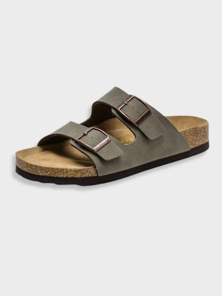 Herr Läderstil Slides | Komfort Två-Remmar Sandaler