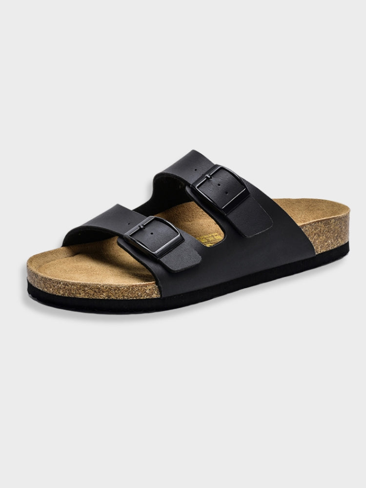 Herr Läderstil Slides | Komfort Två-Remmar Sandaler