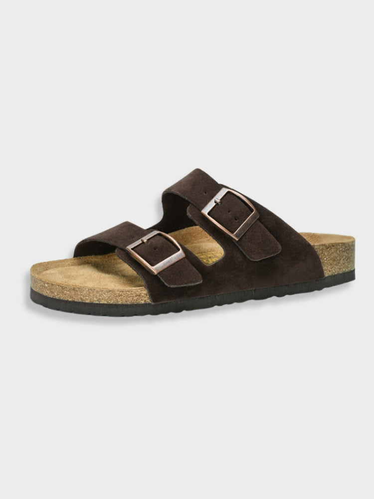 Herr Läderstil Slides | Komfort Två-Remmar Sandaler