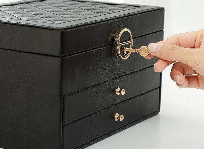 Flera Lager Läder Smyckeskrin | Eleganta och Säker Förvaring
