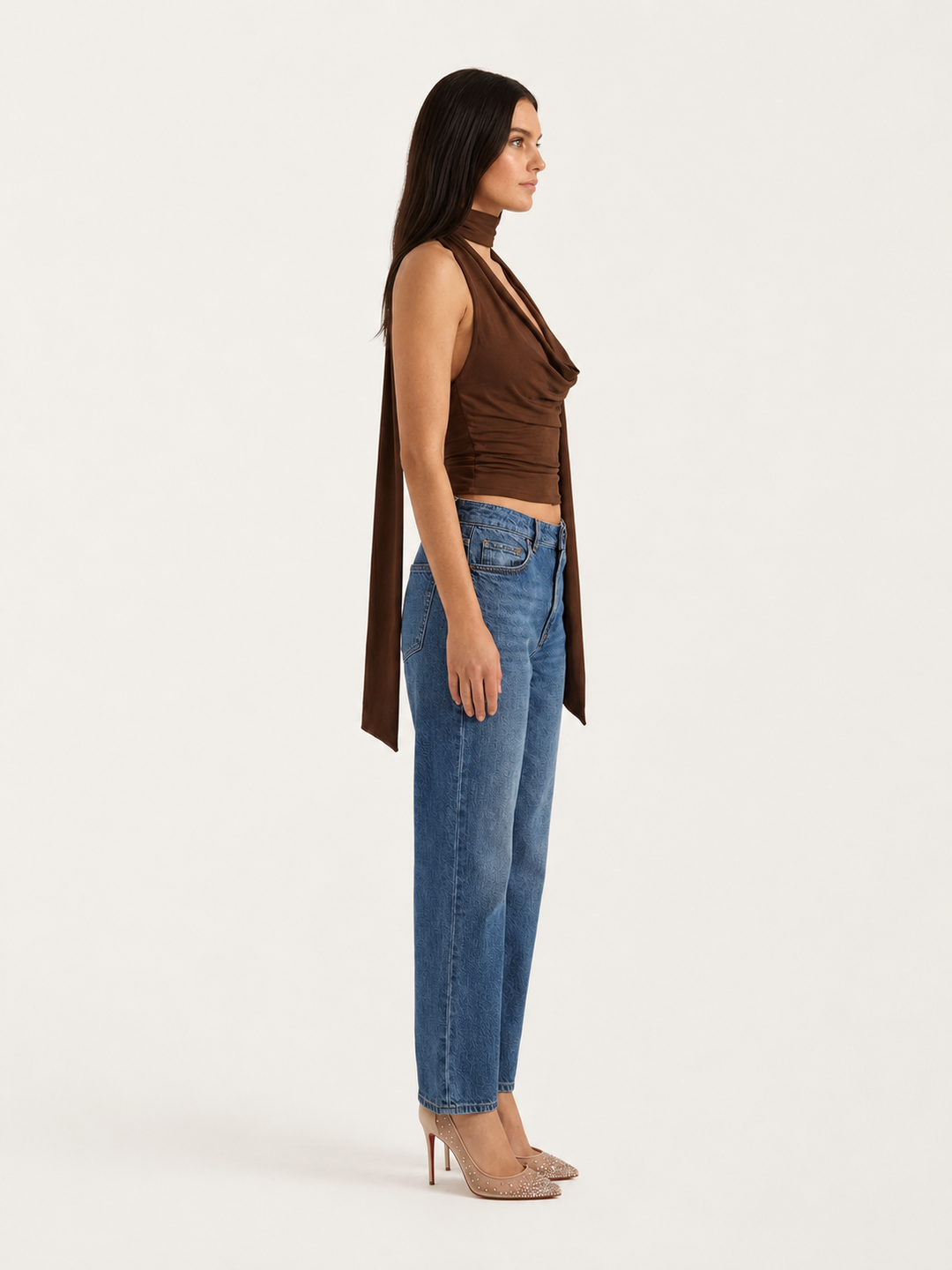 Dam Halterneck Omlott-topp