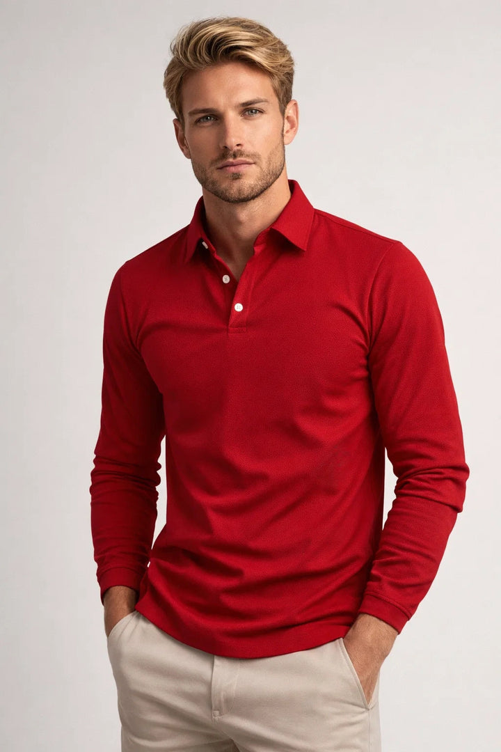Herr Modern Långärmad Polotröja