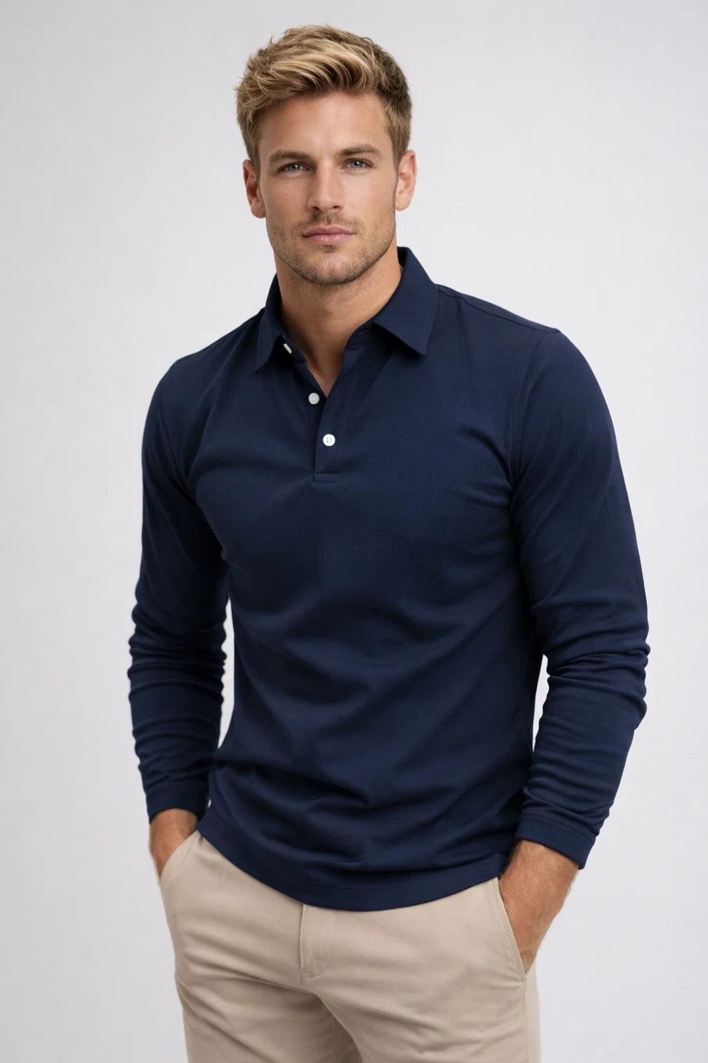 Herr Modern Långärmad Polotröja