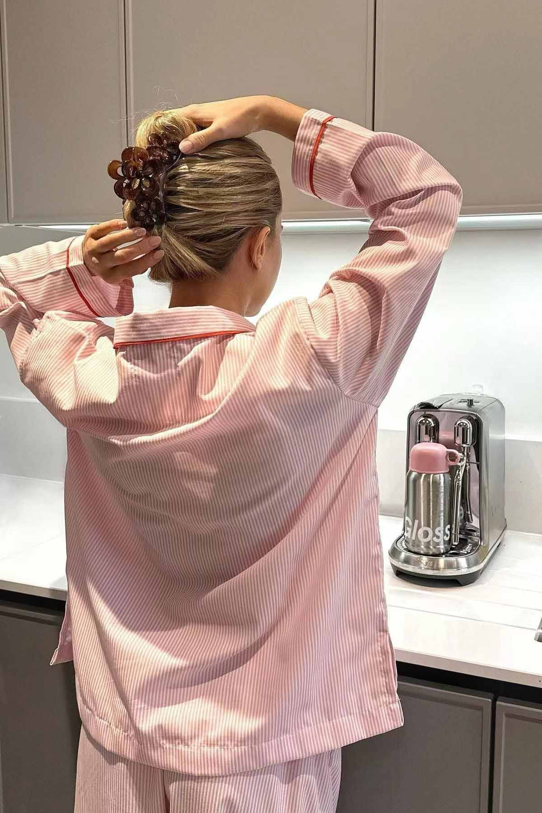 Dam Tvådelat Pyjamasset | Hjärt Knappar Elastisk Midja