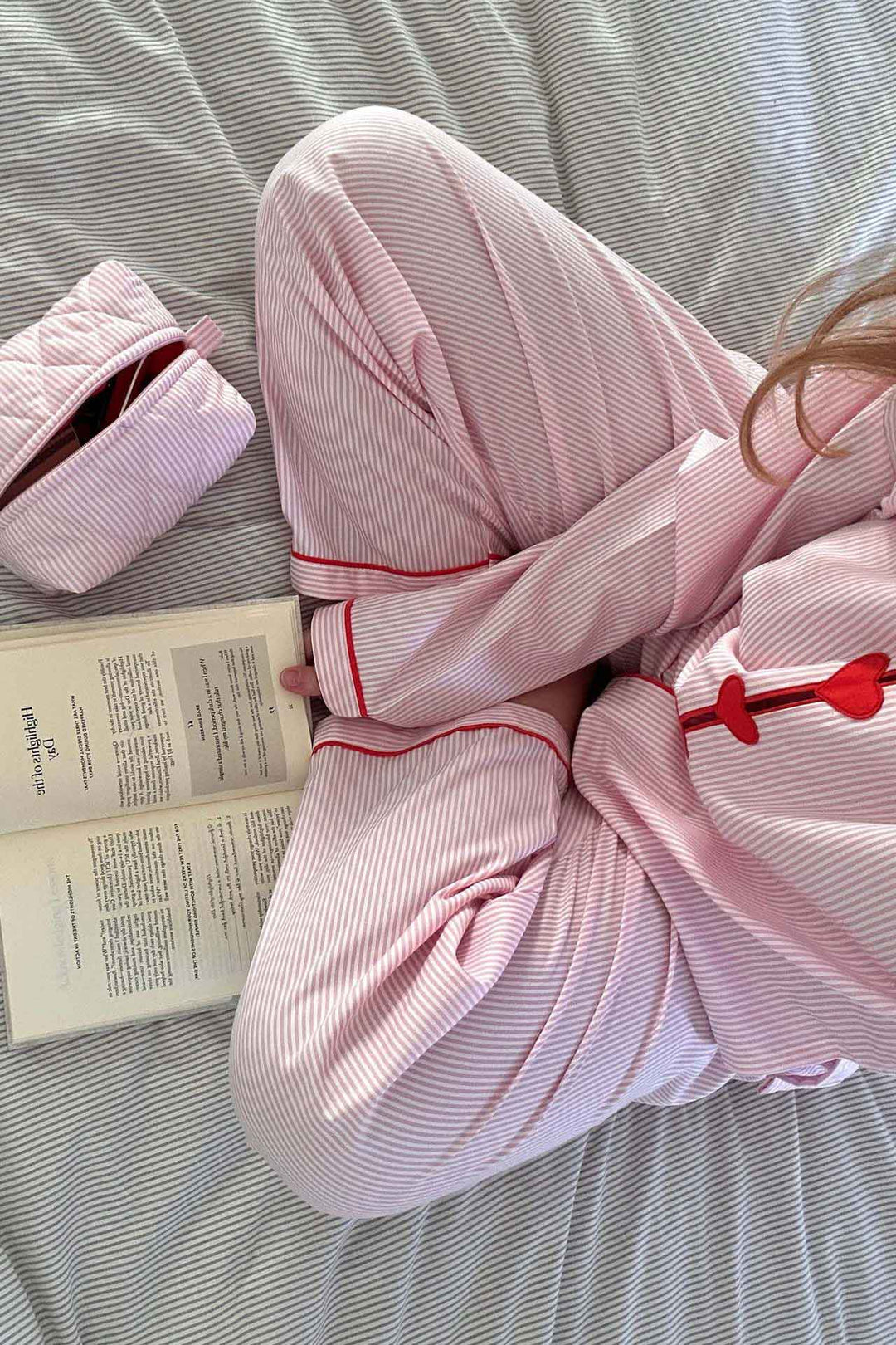 Dam Tvådelat Pyjamasset | Hjärt Knappar Elastisk Midja