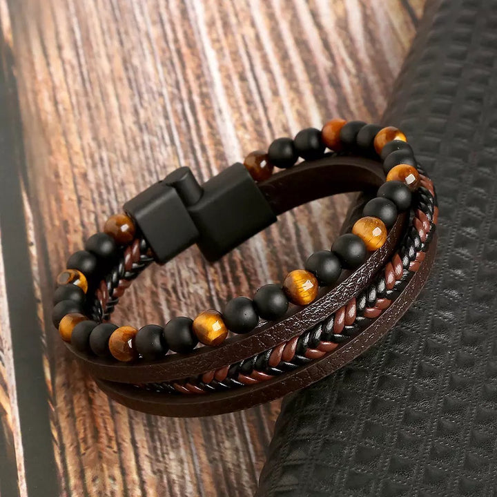 Herr Läderstil Armbandsset | Avslappnat och Dressigt Handledsstapel