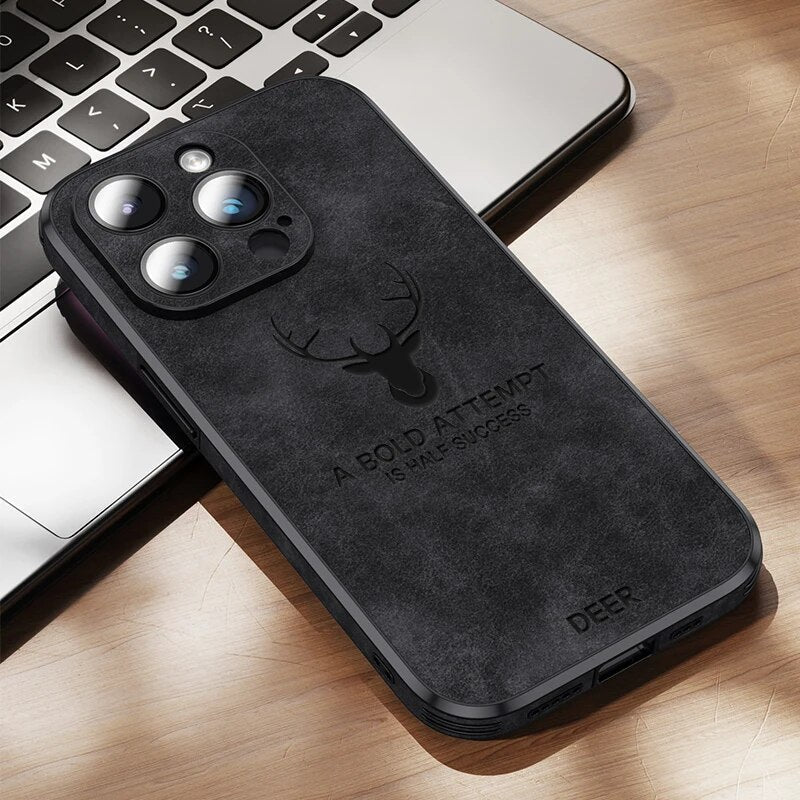 Läderstil iPhone Fodral | Stötsäkert Smalt Skydd