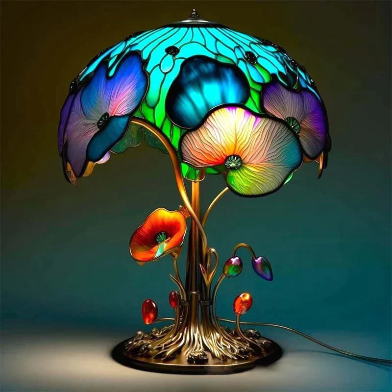 Färgat-Glas Bordslampa | Färgstark Konstnärlig Heminredning