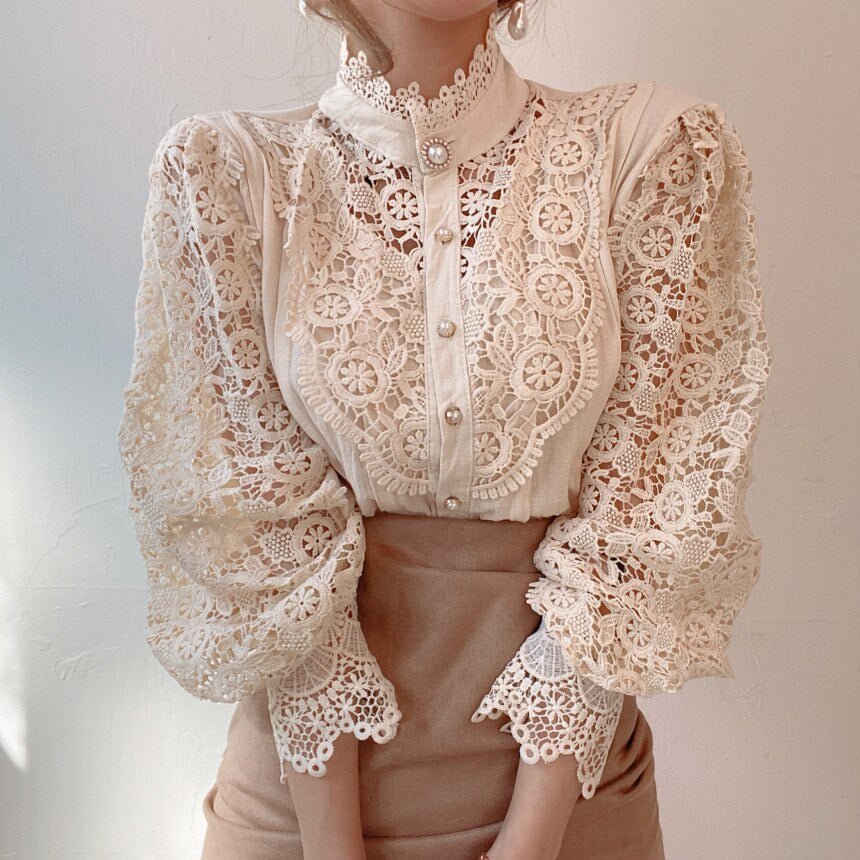Clara | Eleganta Spetsblus för Kvinnor