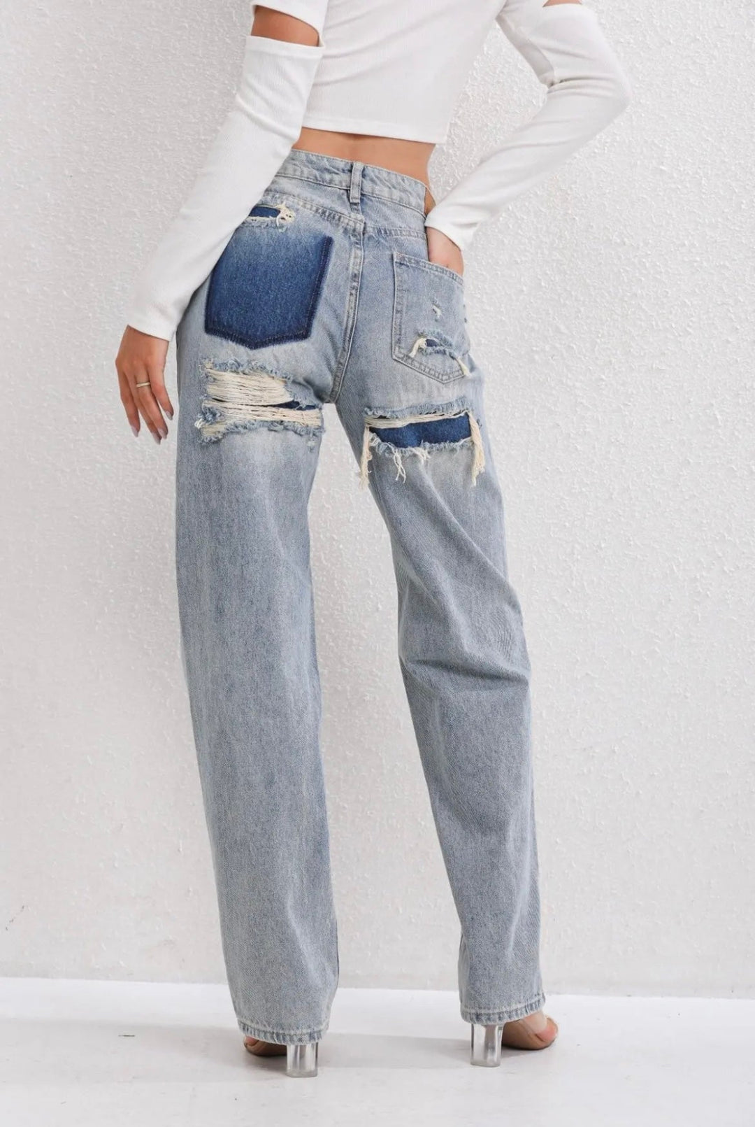 Dam Årgång Rippad Rak-Ben Jeans